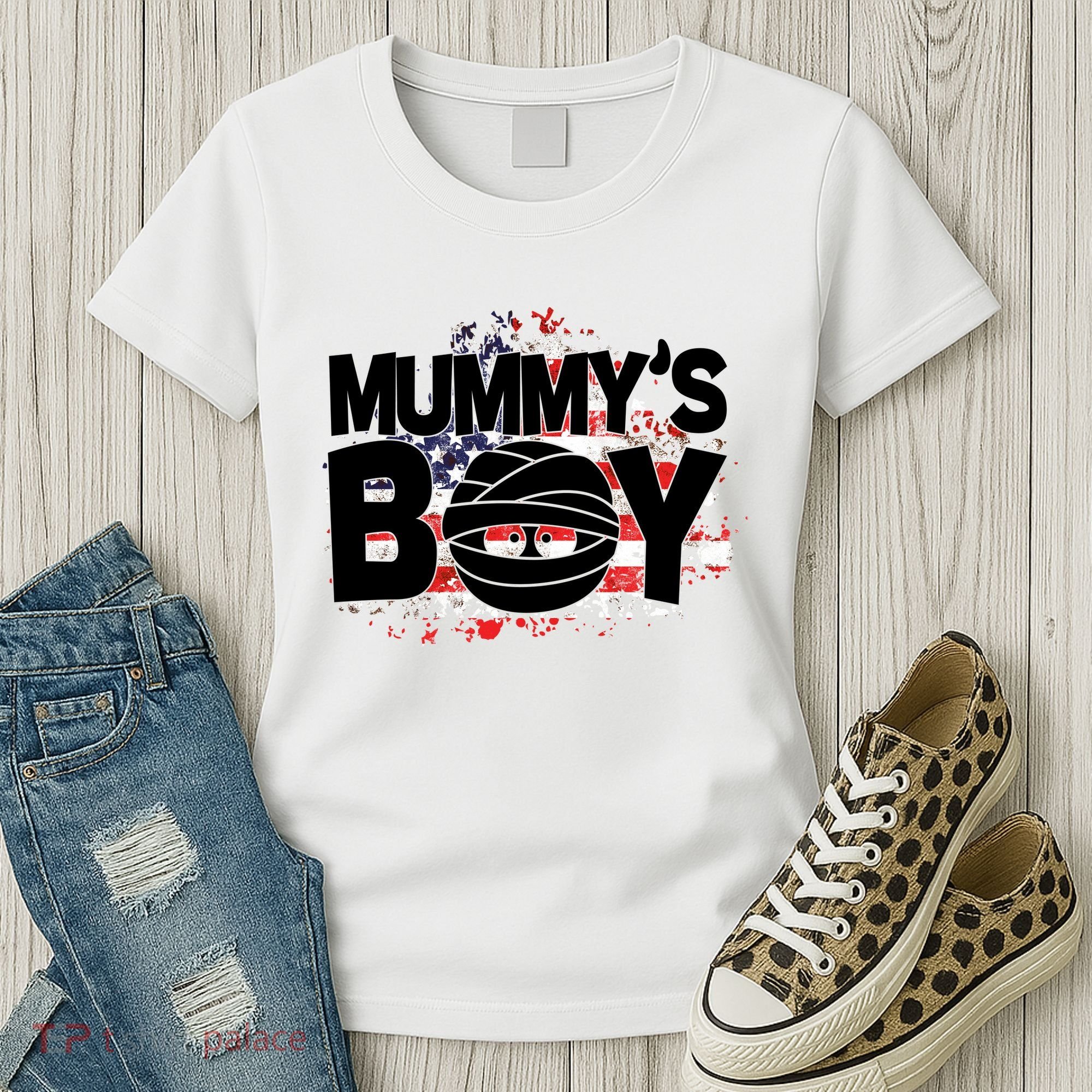 Mummys Boy Cute American Flag Women's T-Shirt