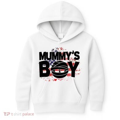Mummys Boy Cute American Flag Kids Hoodie