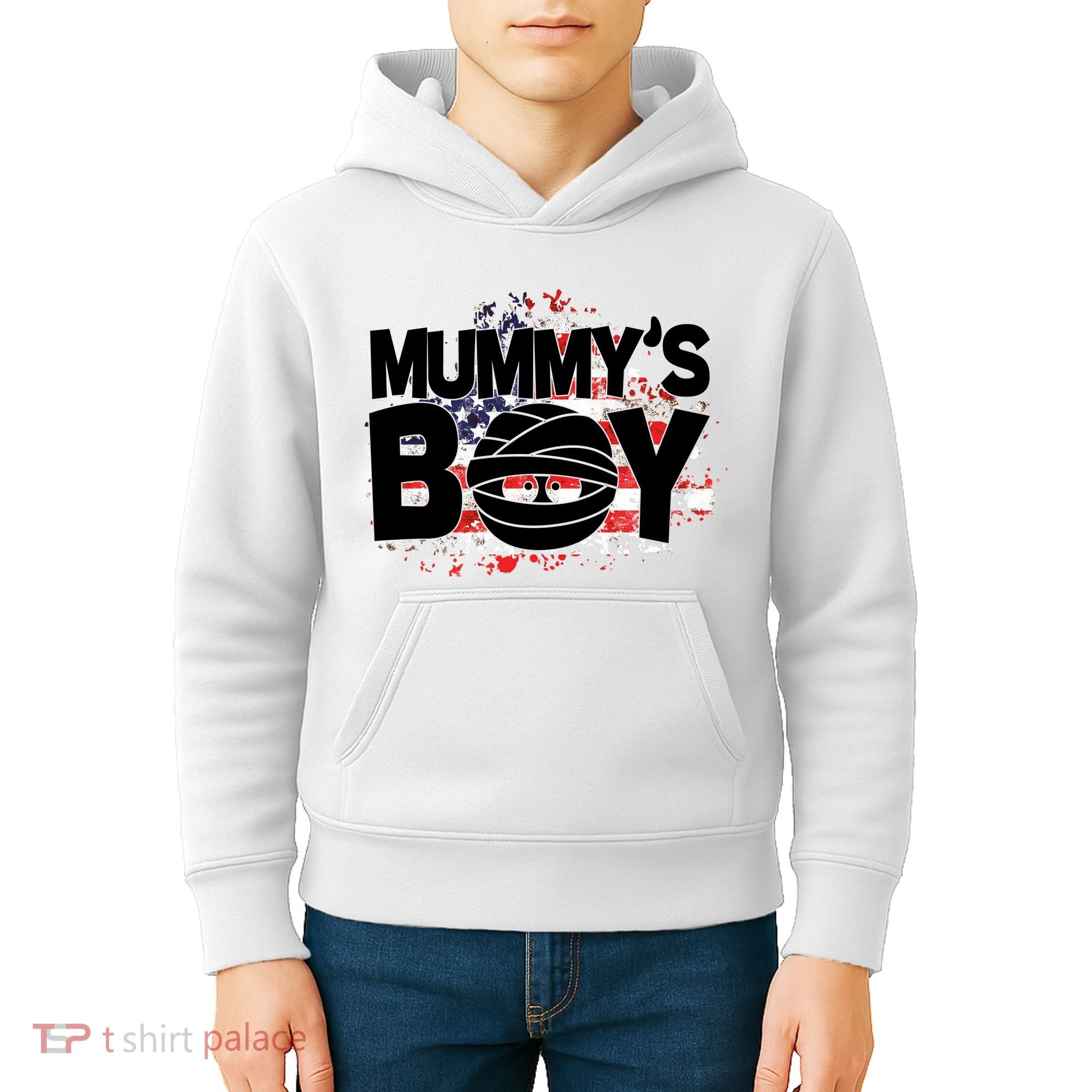Mummys Boy Cute American Flag Kids Hoodie