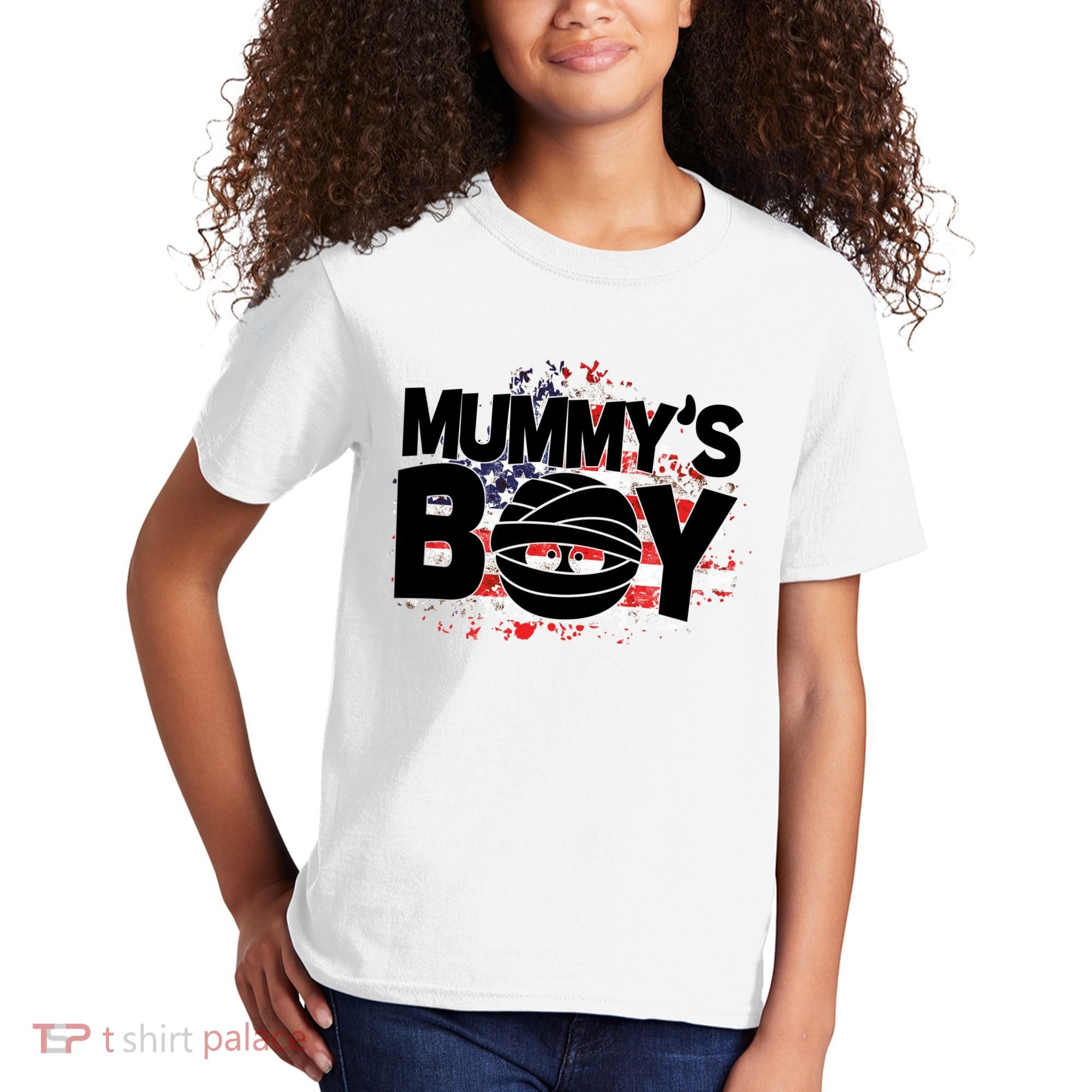 Mummys Boy Cute American Flag Kids T-Shirt