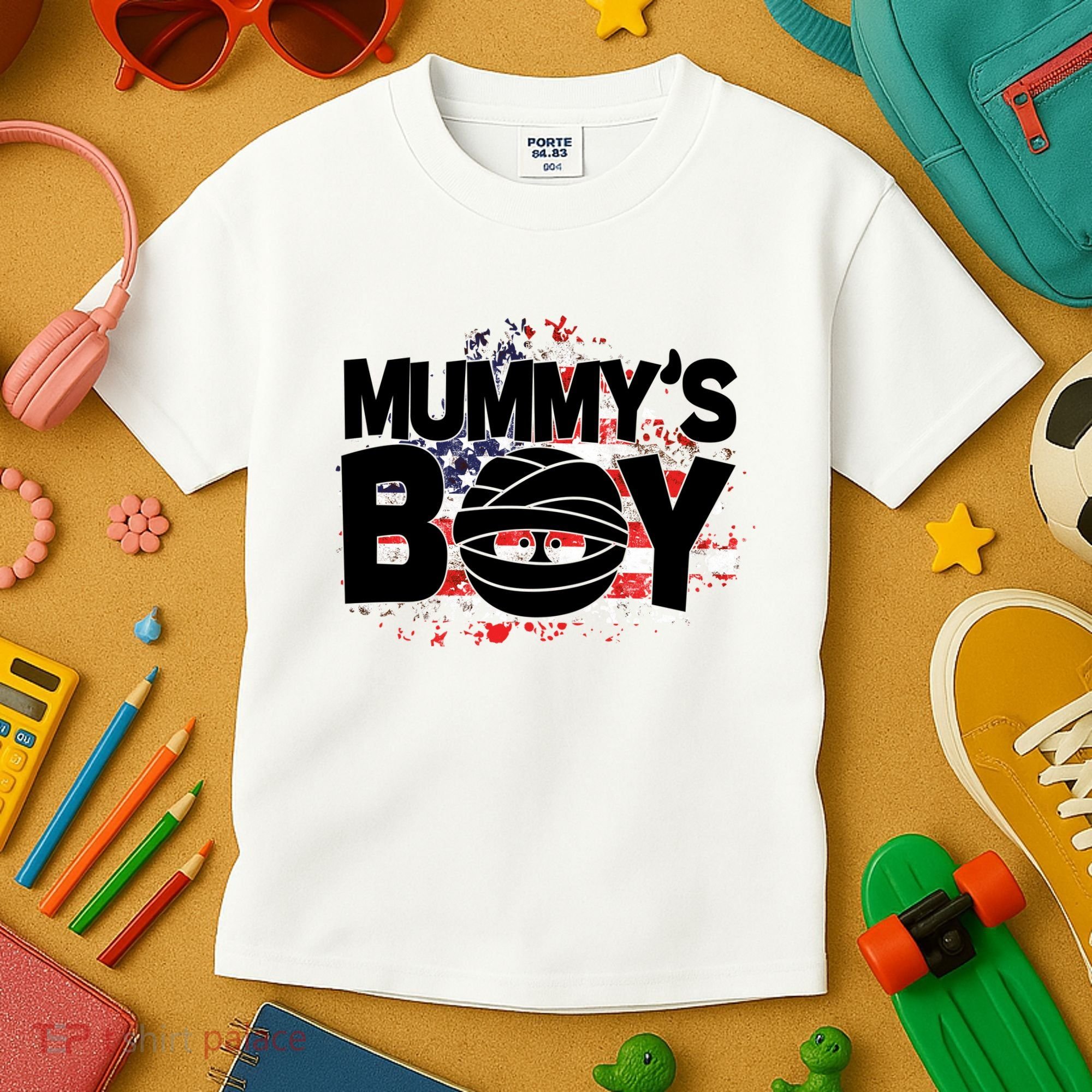 Mummys Boy Cute American Flag Kids T-Shirt