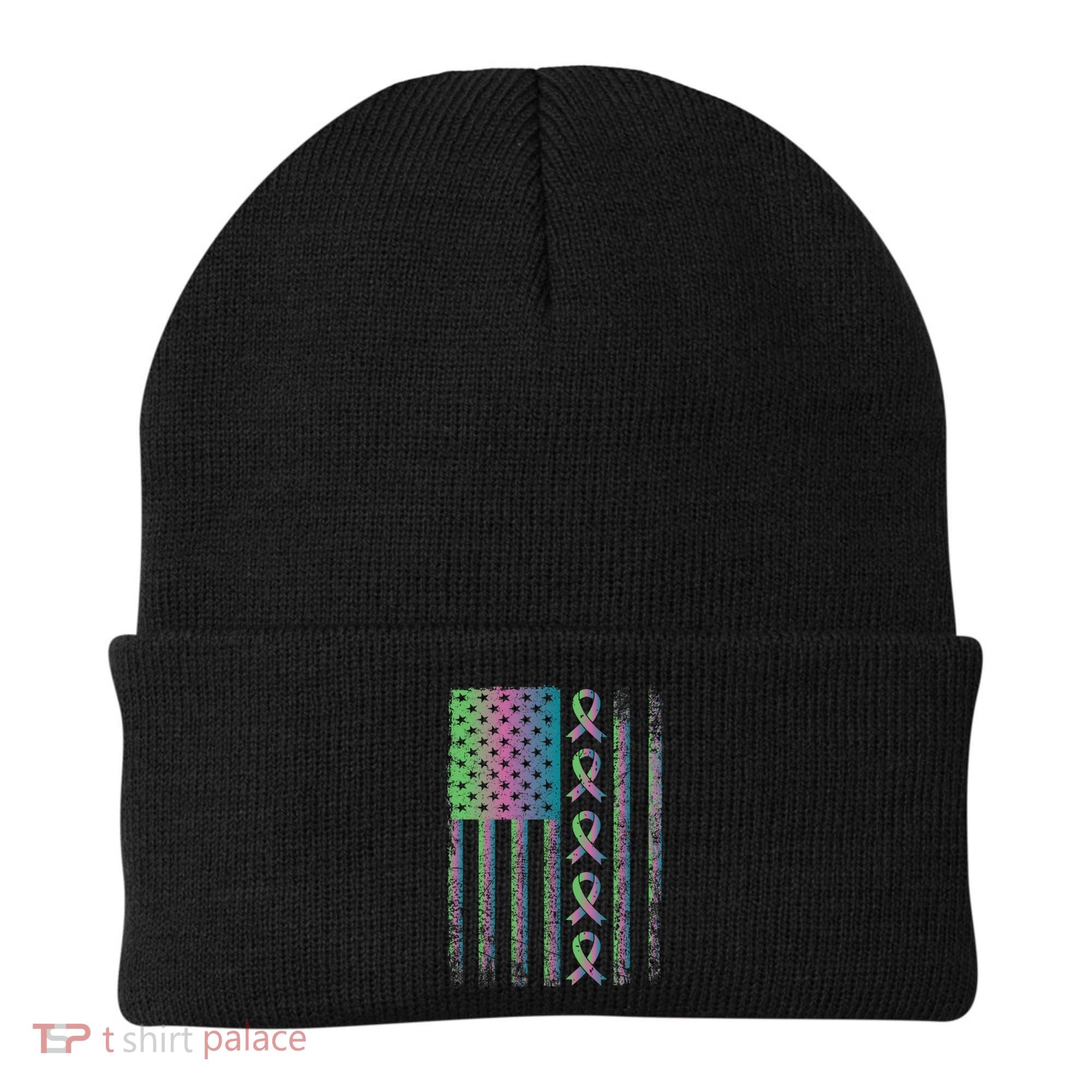 Metastatic Breast Cancer Flag Awareness Survivor Gift Beanie