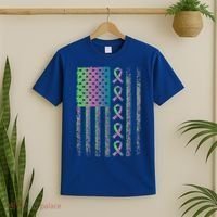 Metastatic Breast Cancer Flag Awareness Survivor Gift T-Shirt thumb 2