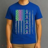 Metastatic Breast Cancer Flag Awareness Survivor Gift T-Shirt thumb 3