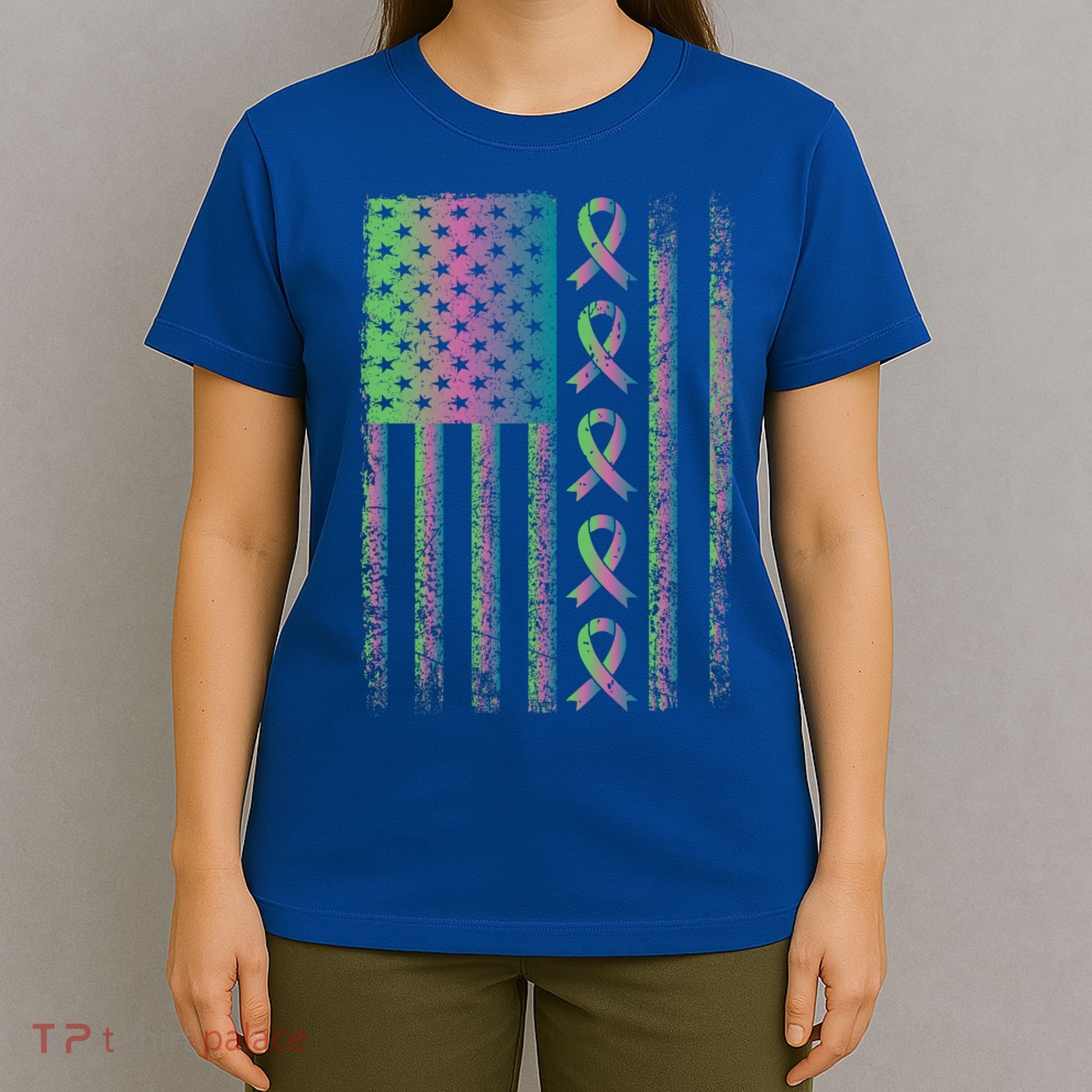 Metastatic Breast Cancer Flag Awareness Survivor Gift T-Shirt