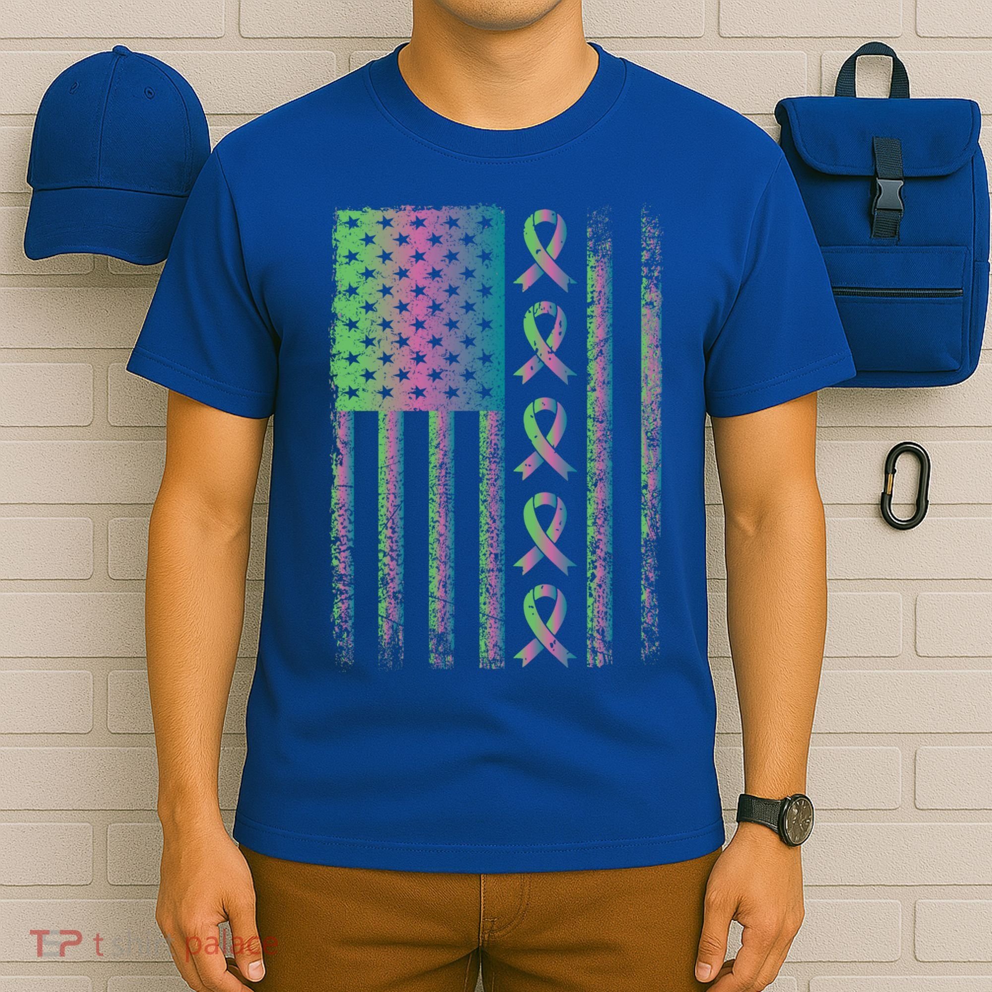 Metastatic Breast Cancer Flag Awareness Survivor Gift T-Shirt