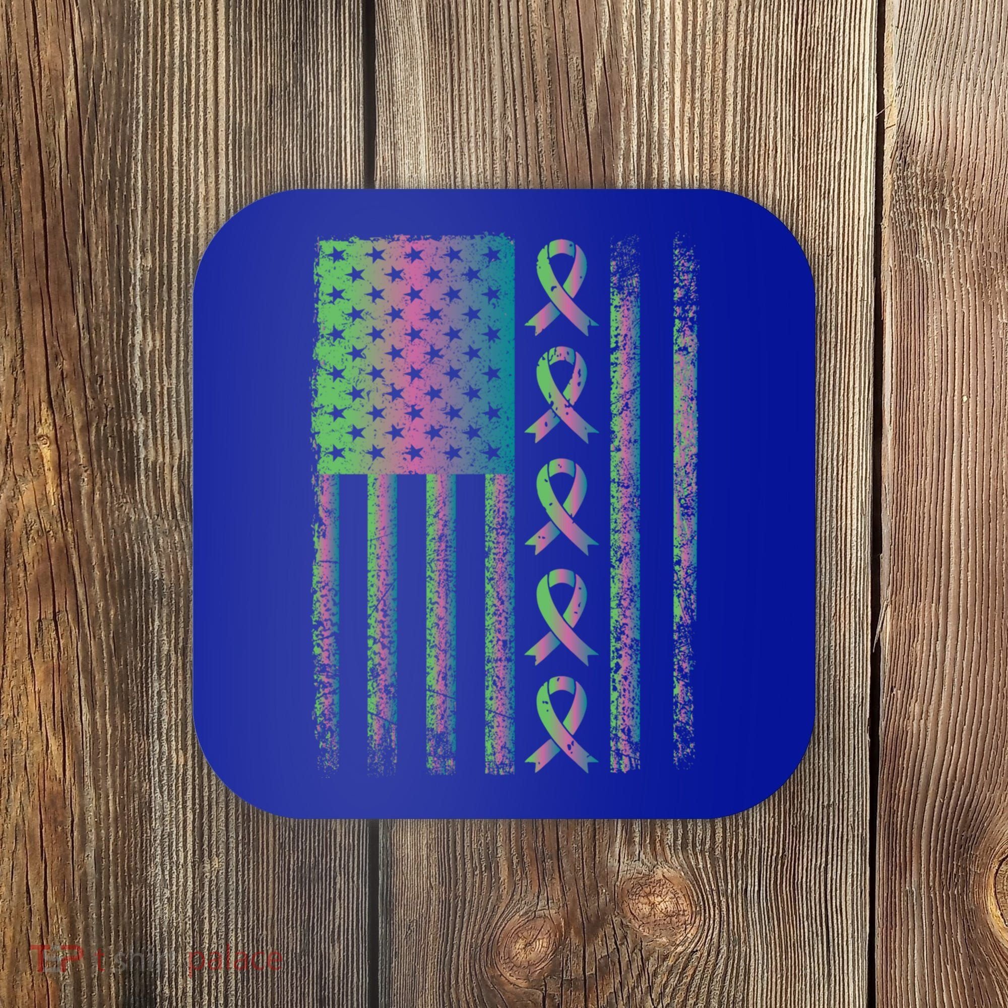 Metastatic Breast Cancer Flag Awareness Survivor Gift Coaster