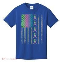 Metastatic Breast Cancer Flag Awareness Survivor Gift Kids T-Shirt thumb 0