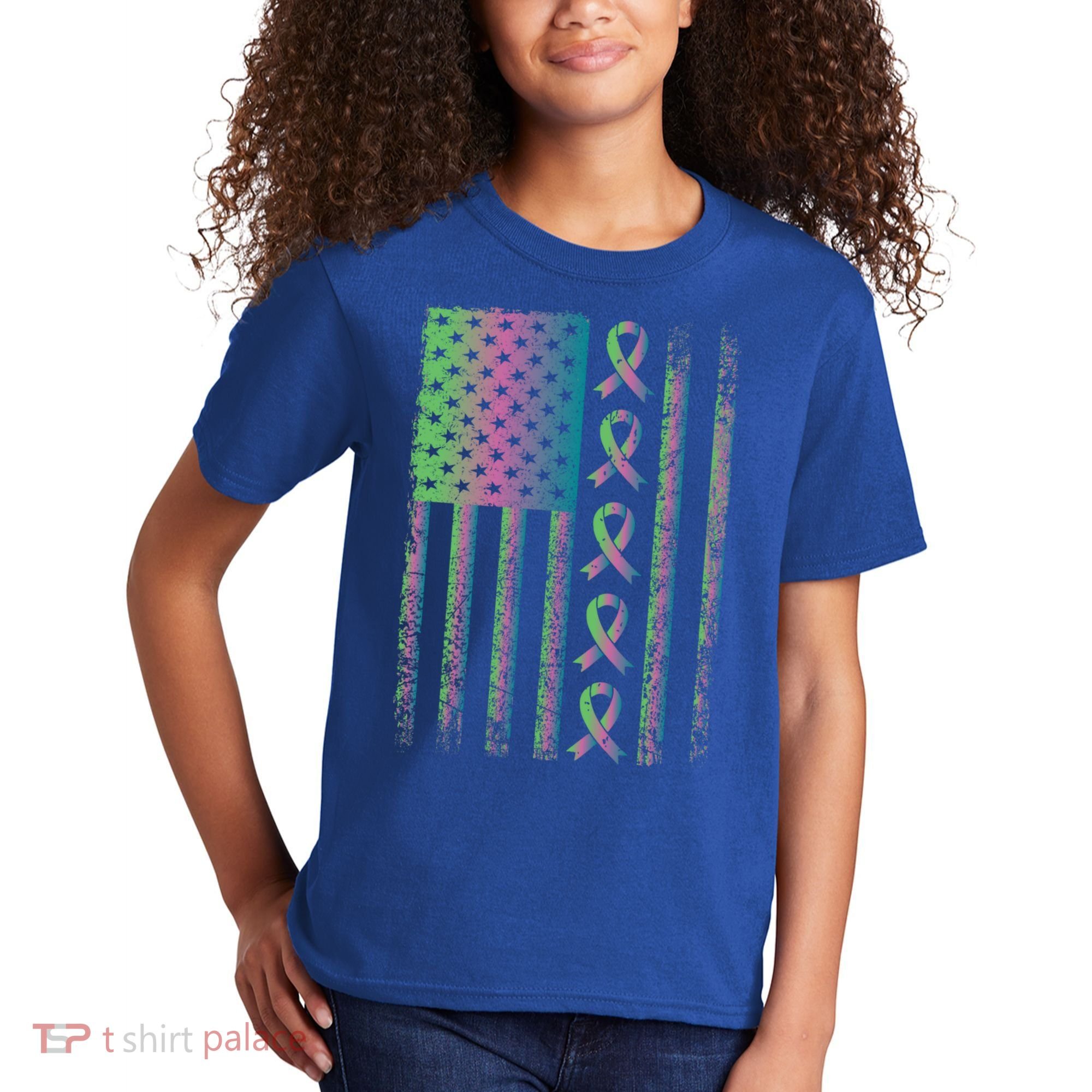Metastatic Breast Cancer Flag Awareness Survivor Gift Kids T-Shirt
