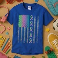 Metastatic Breast Cancer Flag Awareness Survivor Gift Kids T-Shirt thumb 3