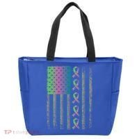 Metastatic Breast Cancer Flag Awareness Survivor Gift Tote Bag thumb 0