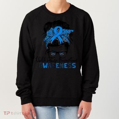 Messy Bun Child Abuse Prevention Awareness Protect Child Women's Sweatshirt