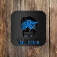 Messy Bun Child Abuse Prevention Awareness Protect Child Coaster thumb 0