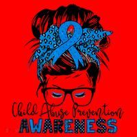 Messy Bun Child Abuse Prevention Awareness Protect Child Santa Hat thumb 1