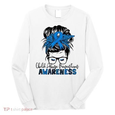 Messy Bun Child Abuse Prevention Awareness Protect Child Long Sleeve Shirt
