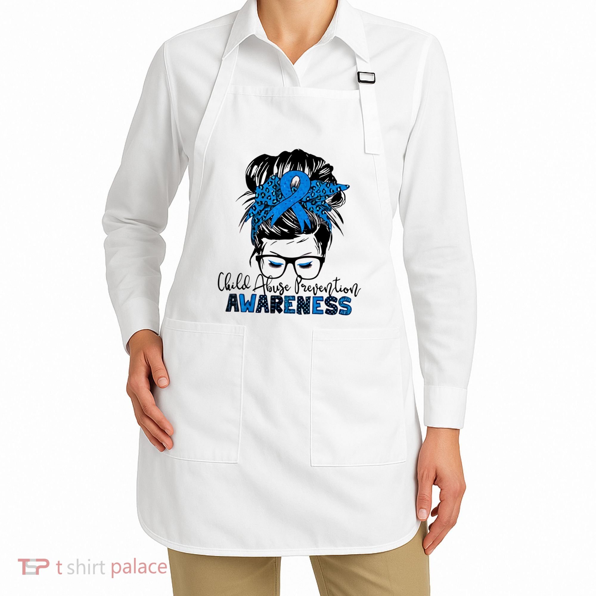 Messy Bun Child Abuse Prevention Awareness Protect Child Apron