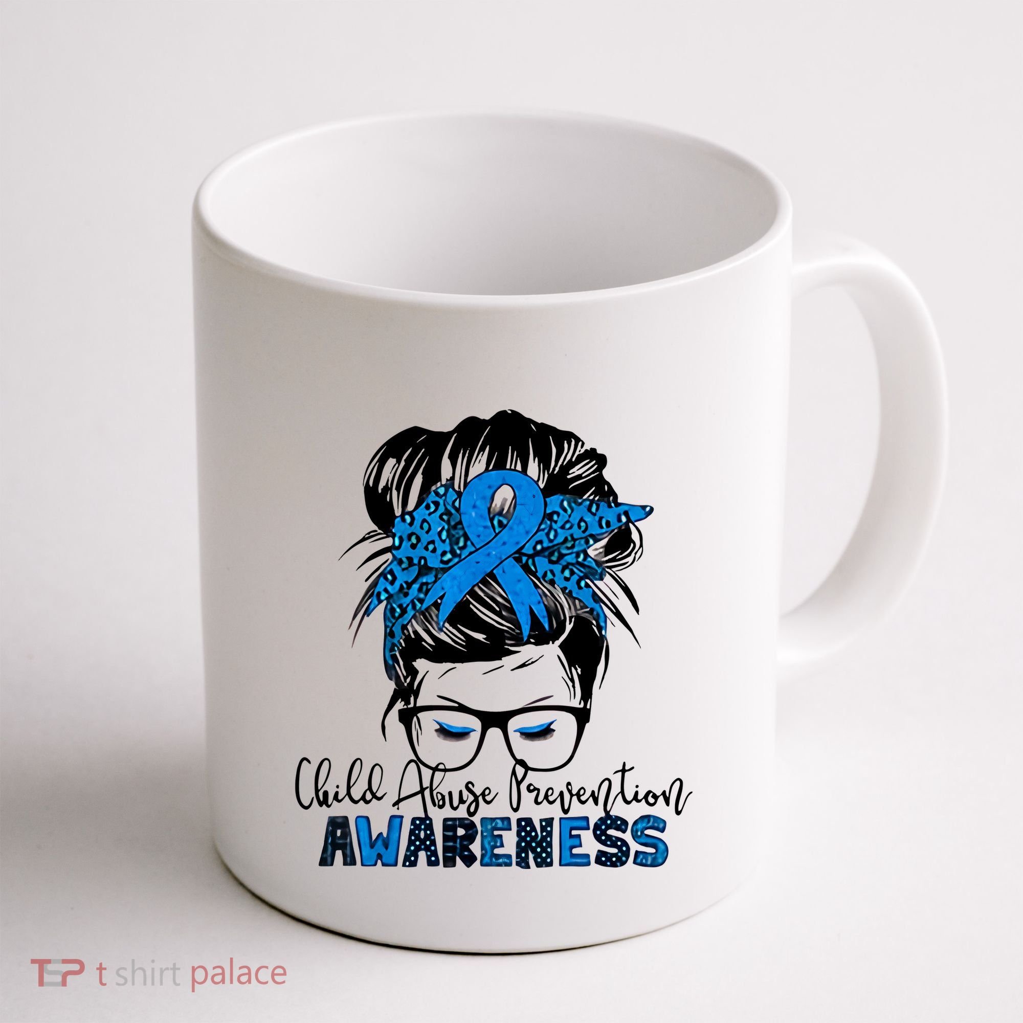 Messy Bun Child Abuse Prevention Awareness Protect Child Coffee Mug