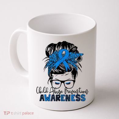 Messy Bun Child Abuse Prevention Awareness Protect Child Coffee Mug