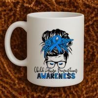 Messy Bun Child Abuse Prevention Awareness Protect Child Coffee Mug thumb 2