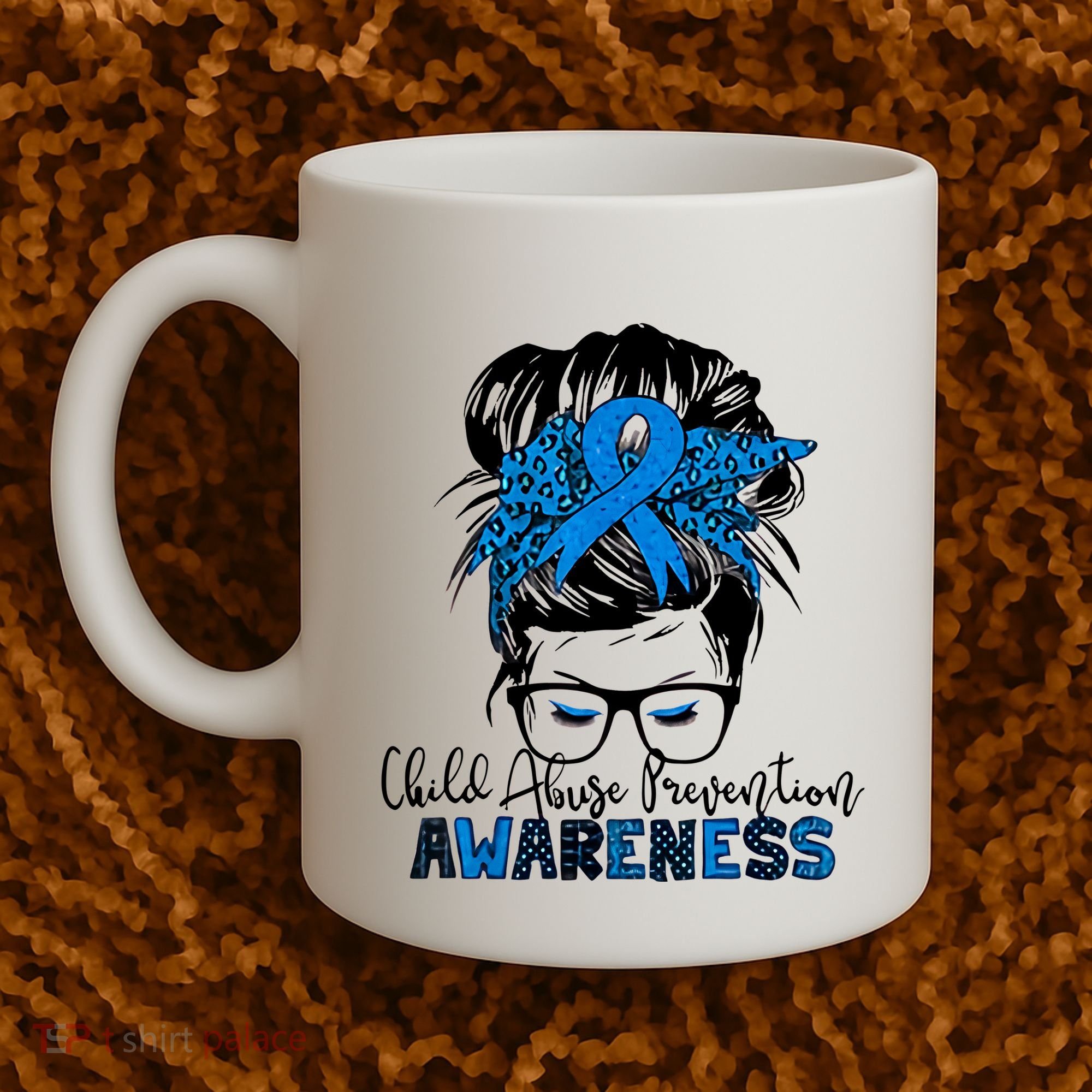 Messy Bun Child Abuse Prevention Awareness Protect Child Coffee Mug