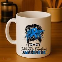Messy Bun Child Abuse Prevention Awareness Protect Child Coffee Mug thumb 4