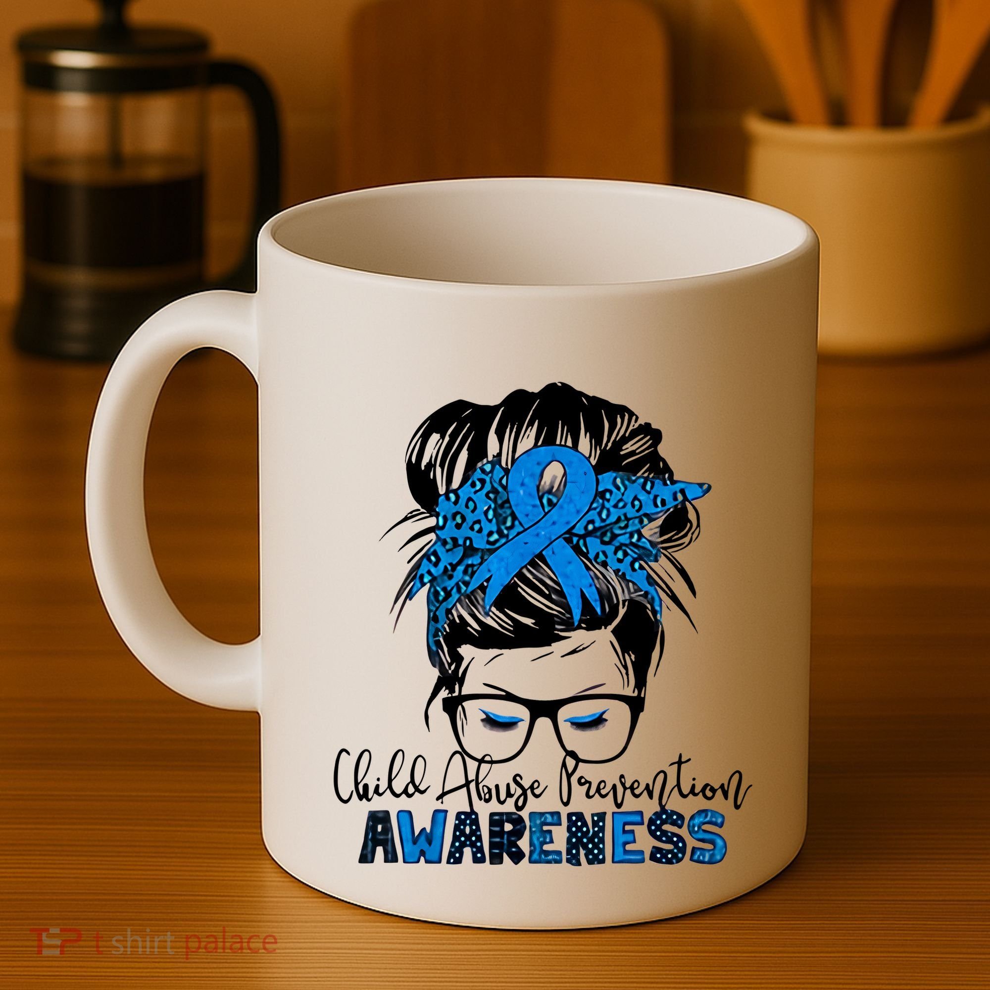 Messy Bun Child Abuse Prevention Awareness Protect Child Coffee Mug