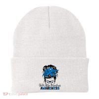 Messy Bun Child Abuse Prevention Awareness Protect Child Beanie thumb 0