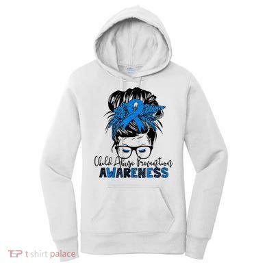 Messy Bun Child Abuse Prevention Awareness Protect Child Women's Hoodie