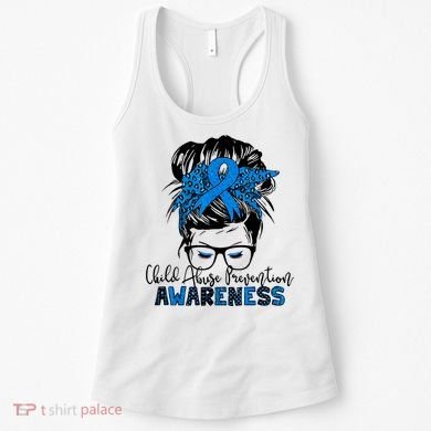 Messy Bun Child Abuse Prevention Awareness Protect Child Women's Tank Top
