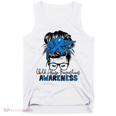 Messy Bun Child Abuse Prevention Awareness Protect Child Tank Top