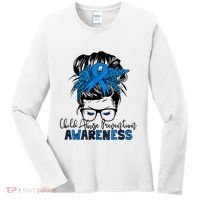 Messy Bun Child Abuse Prevention Awareness Protect Child Women's Long Sleeve Shirt thumb 0