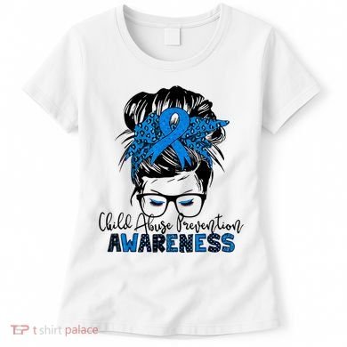 Messy Bun Child Abuse Prevention Awareness Protect Child Women's T-Shirt