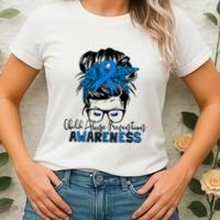 Messy Bun Child Abuse Prevention Awareness Protect Child Women's T-Shirt thumb 2