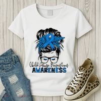 Messy Bun Child Abuse Prevention Awareness Protect Child Women's T-Shirt thumb 3