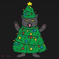 Meowy Black Cat Christmas Tree Funny Kitten Cat Owner Bucket Hat thumb 4