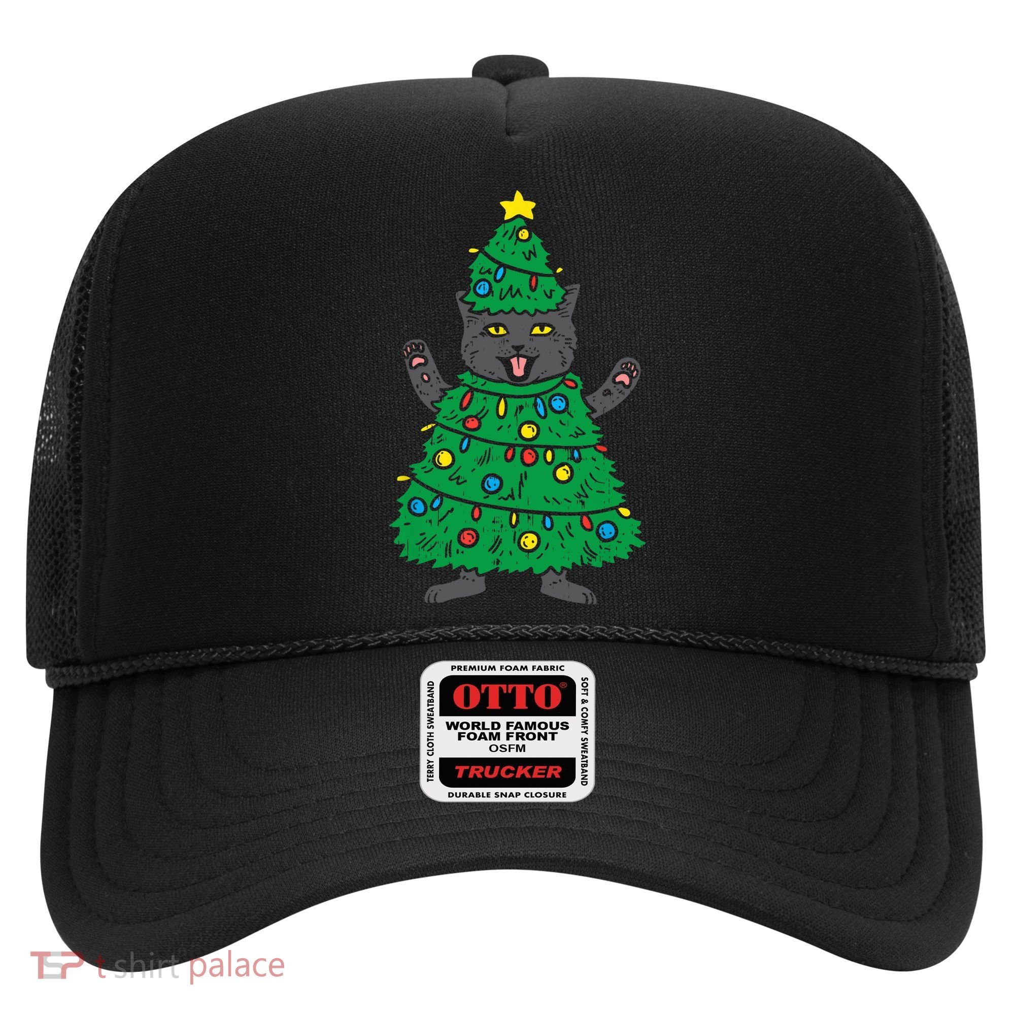 Meowy Black Cat Christmas Tree Funny Kitten Cat Owner Hat