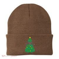 Meowy Black Cat Christmas Tree Funny Kitten Cat Owner Beanie thumb 0