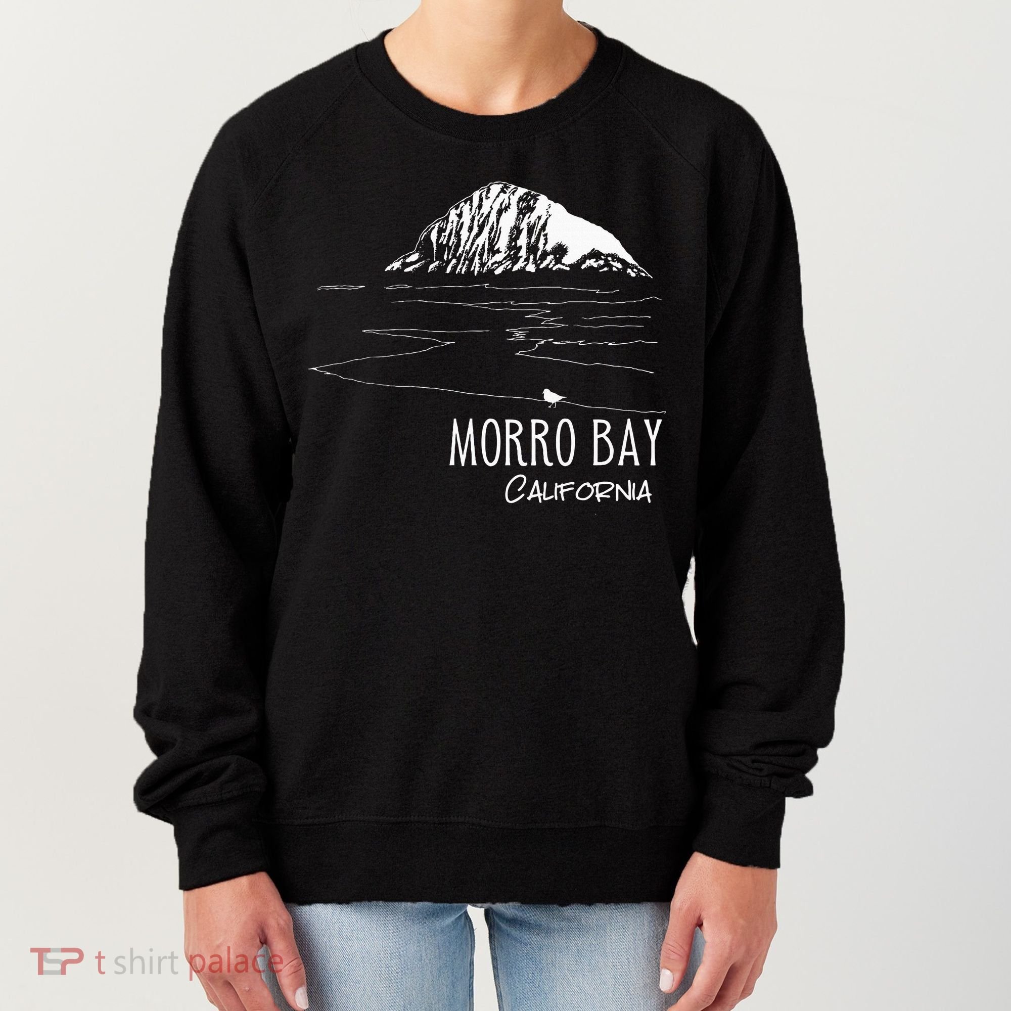 Morro Bay California Morro Rock Ca Drawing Souvenir Line Art Women's Sweatshirt