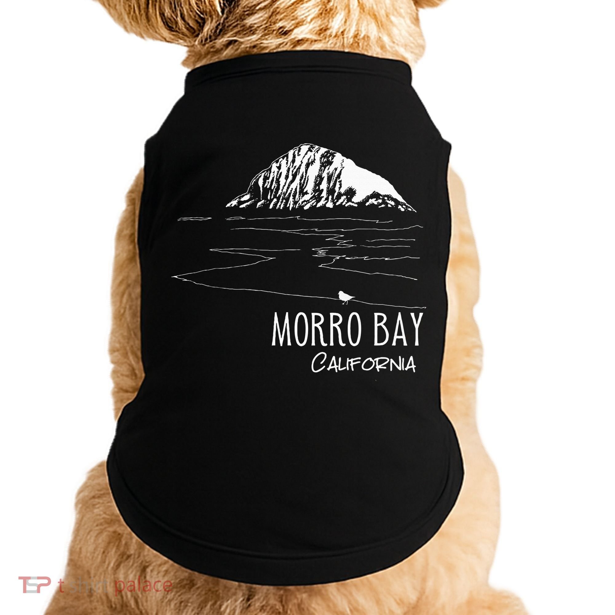 Morro Bay California Morro Rock Ca Drawing Souvenir Line Art Doggie Tank