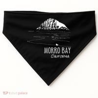 Morro Bay California Morro Rock Ca Drawing Souvenir Line Art USA-Made Doggie Bandana thumb 0