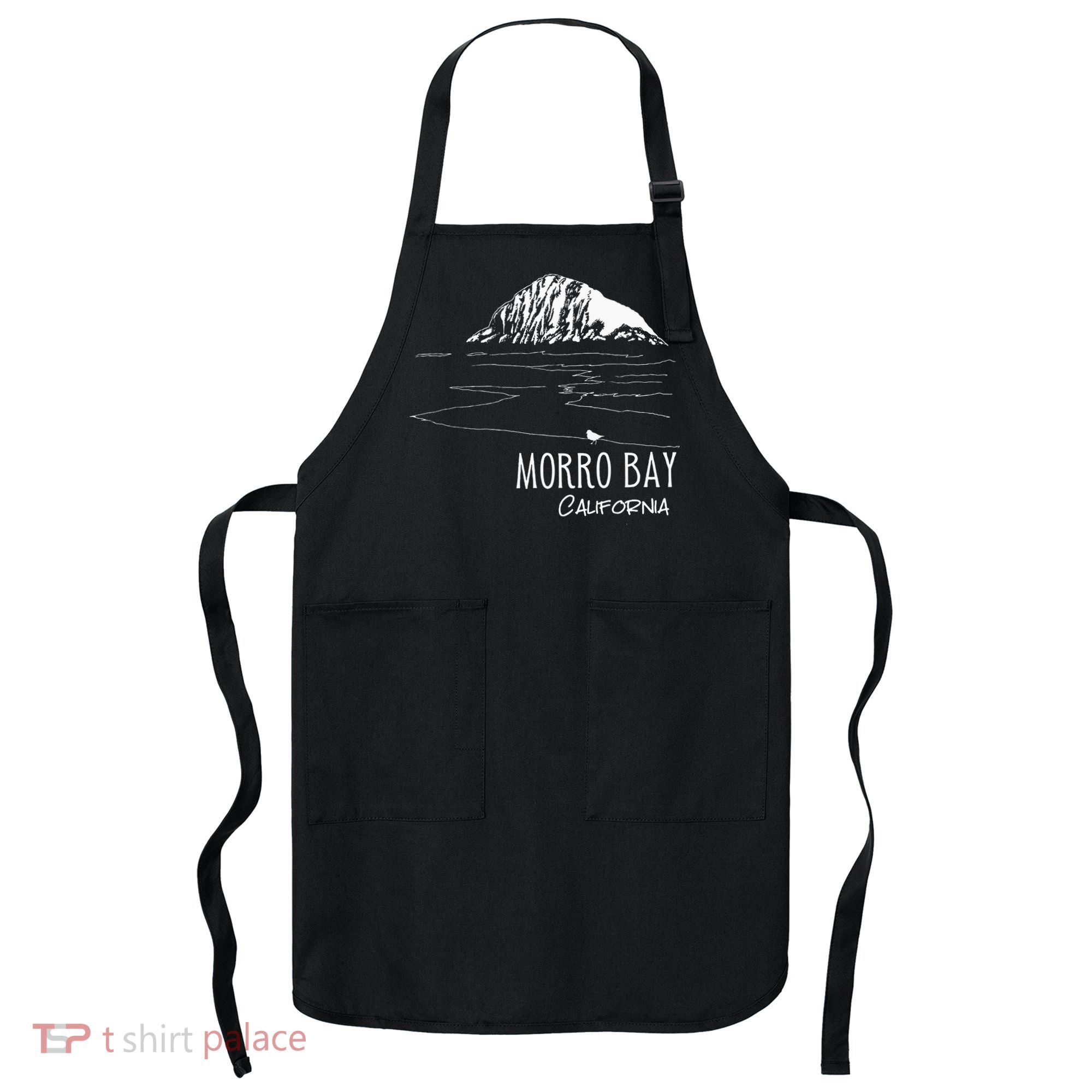 Morro Bay California Morro Rock Ca Drawing Souvenir Line Art Apron
