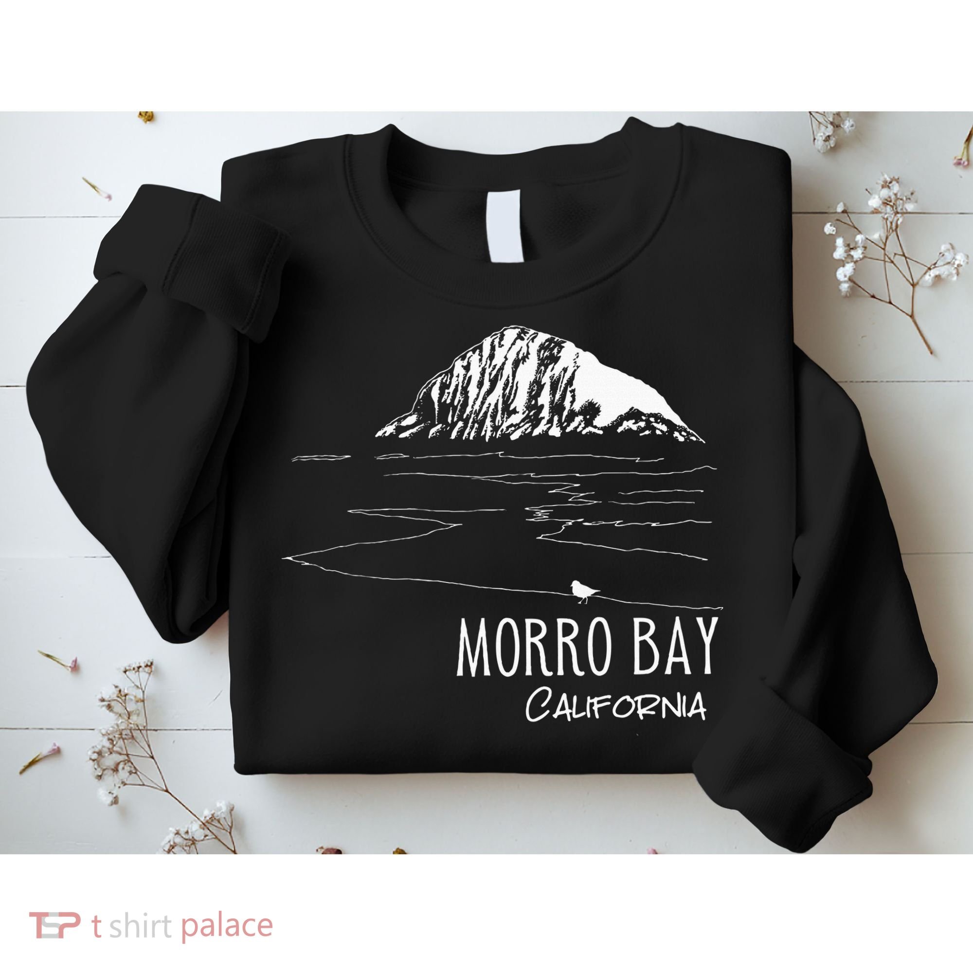 Morro Bay California Morro Rock Ca Drawing Souvenir Line Art Sweatshirt