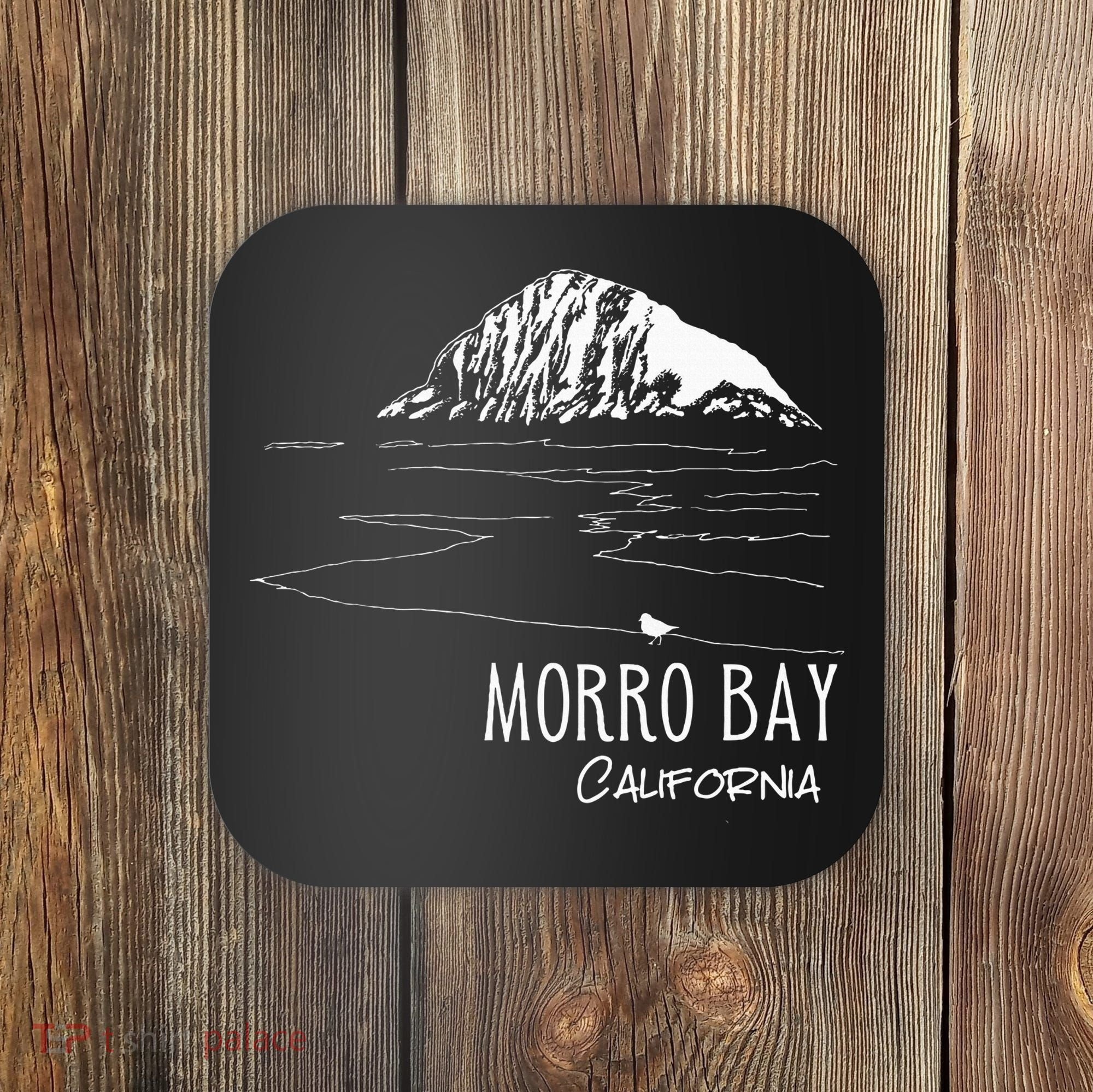 Morro Bay California Morro Rock Ca Drawing Souvenir Line Art Coaster