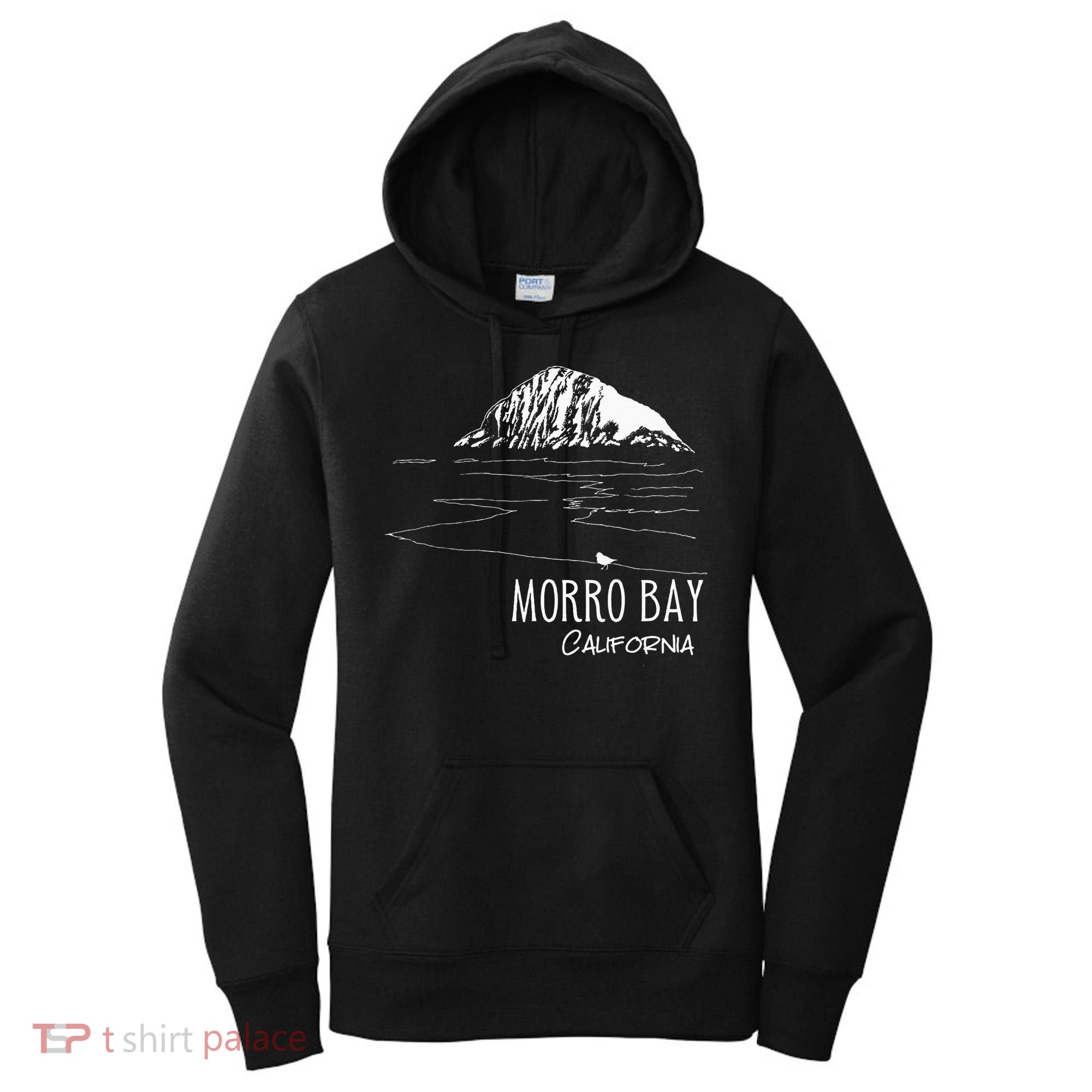 Morro Bay California Morro Rock Ca Drawing Souvenir Line Art Women's Hoodie