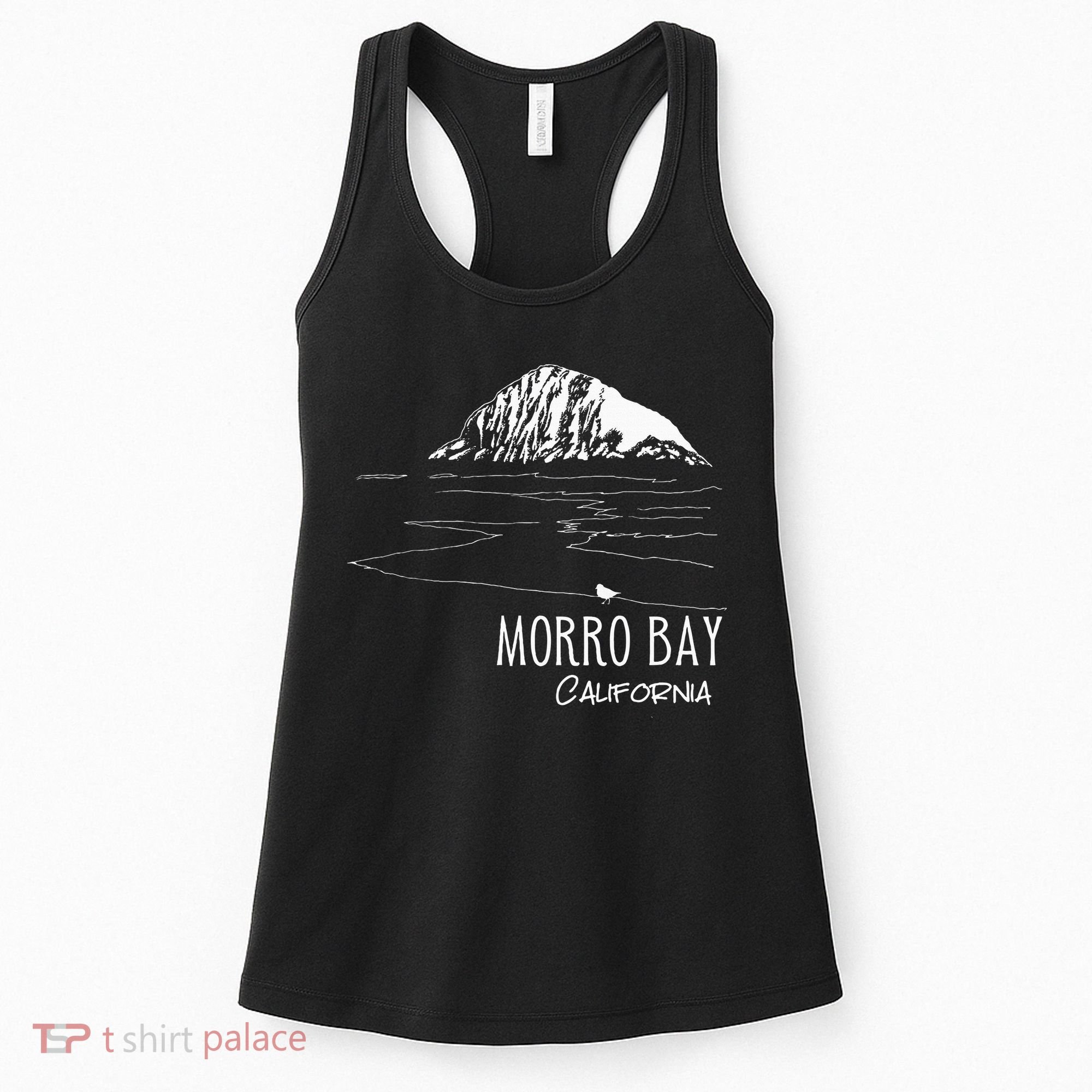 Morro Bay California Morro Rock Ca Drawing Souvenir Line Art Women's Tank Top