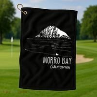 Morro Bay California Morro Rock Ca Drawing Souvenir Line Art Golf Towel thumb 1