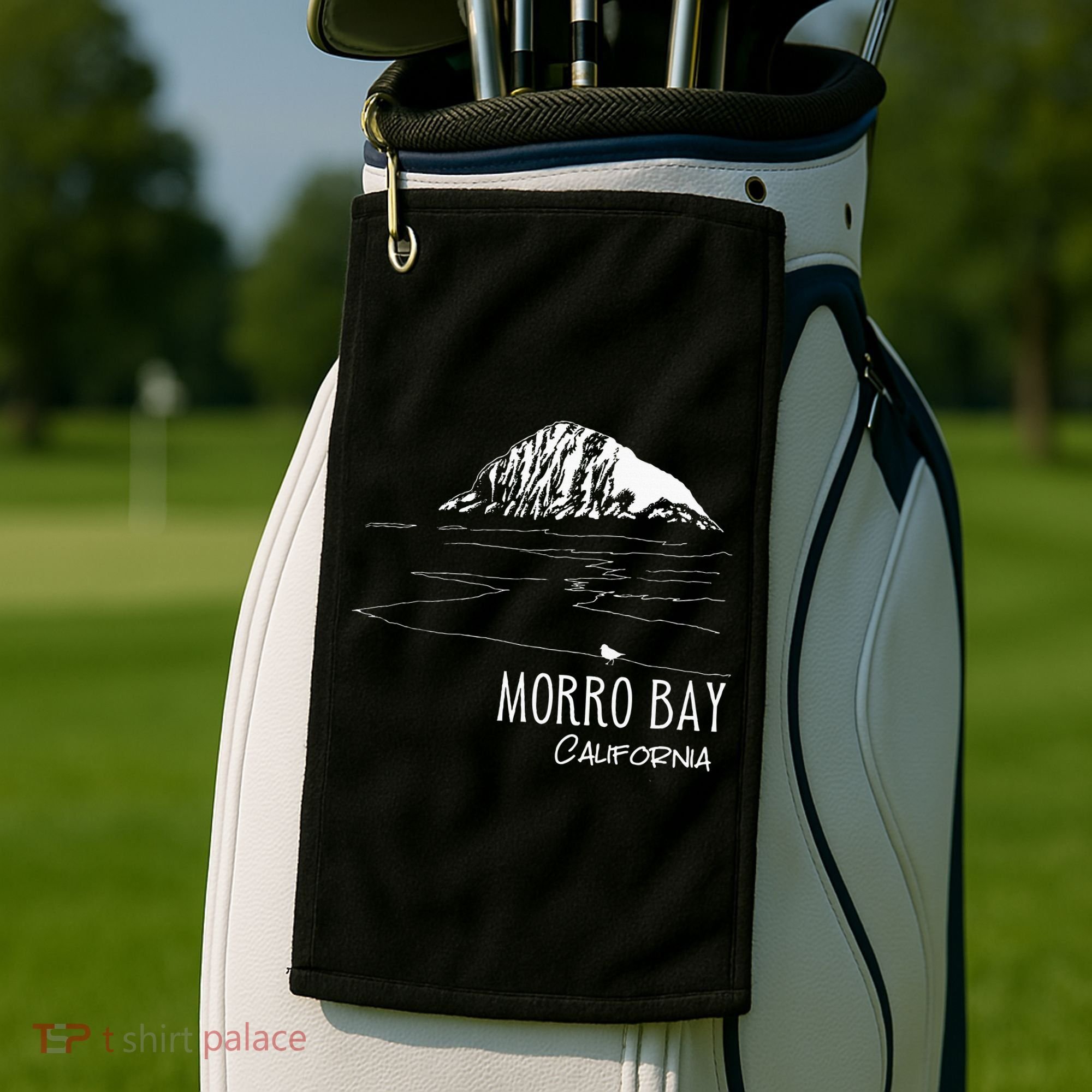 Morro Bay California Morro Rock Ca Drawing Souvenir Line Art Golf Towel