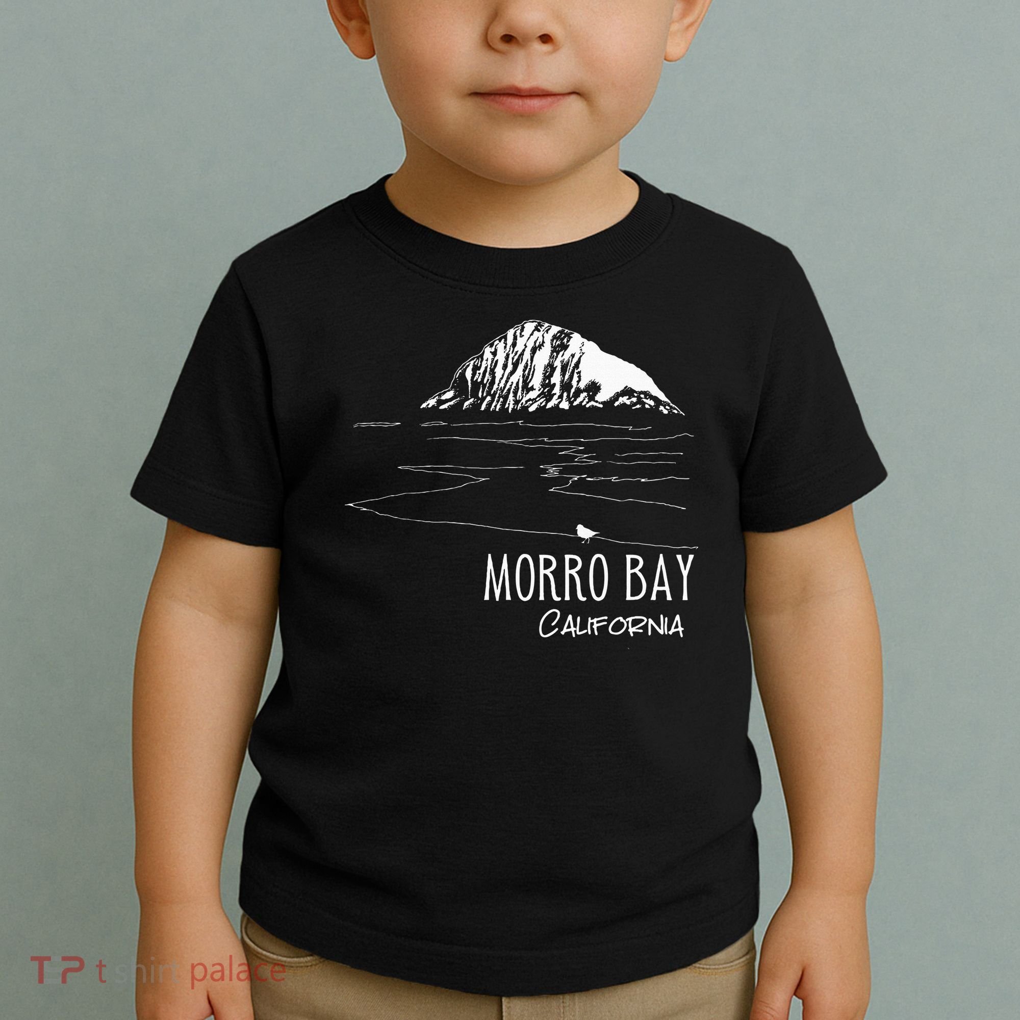 Morro Bay California Morro Rock Ca Drawing Souvenir Line Art Toddler T-Shirt