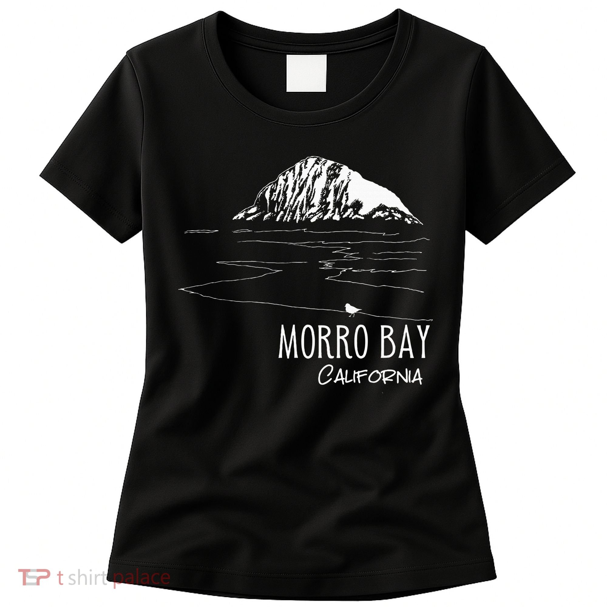 Morro Bay California Morro Rock Ca Drawing Souvenir Line Art Women's T-Shirt