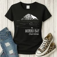Morro Bay California Morro Rock Ca Drawing Souvenir Line Art Women's T-Shirt thumb 3